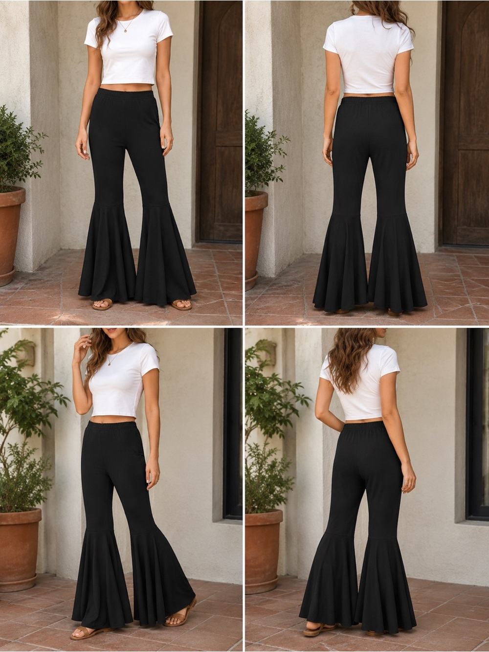Yahada Black Flared Bell-Bottom Pants GUC